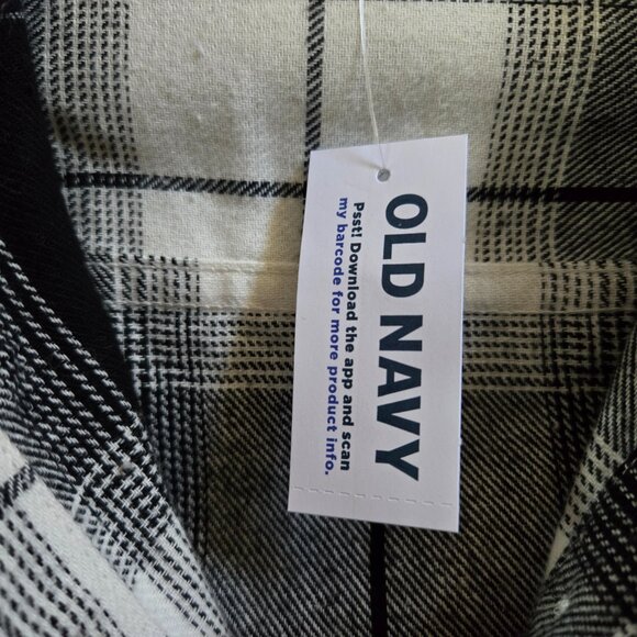 NWT Old Navy Black Loose Fit Plaid Flannel Boyfriend Button-Down Shirt Size S - Picture 11 of 13